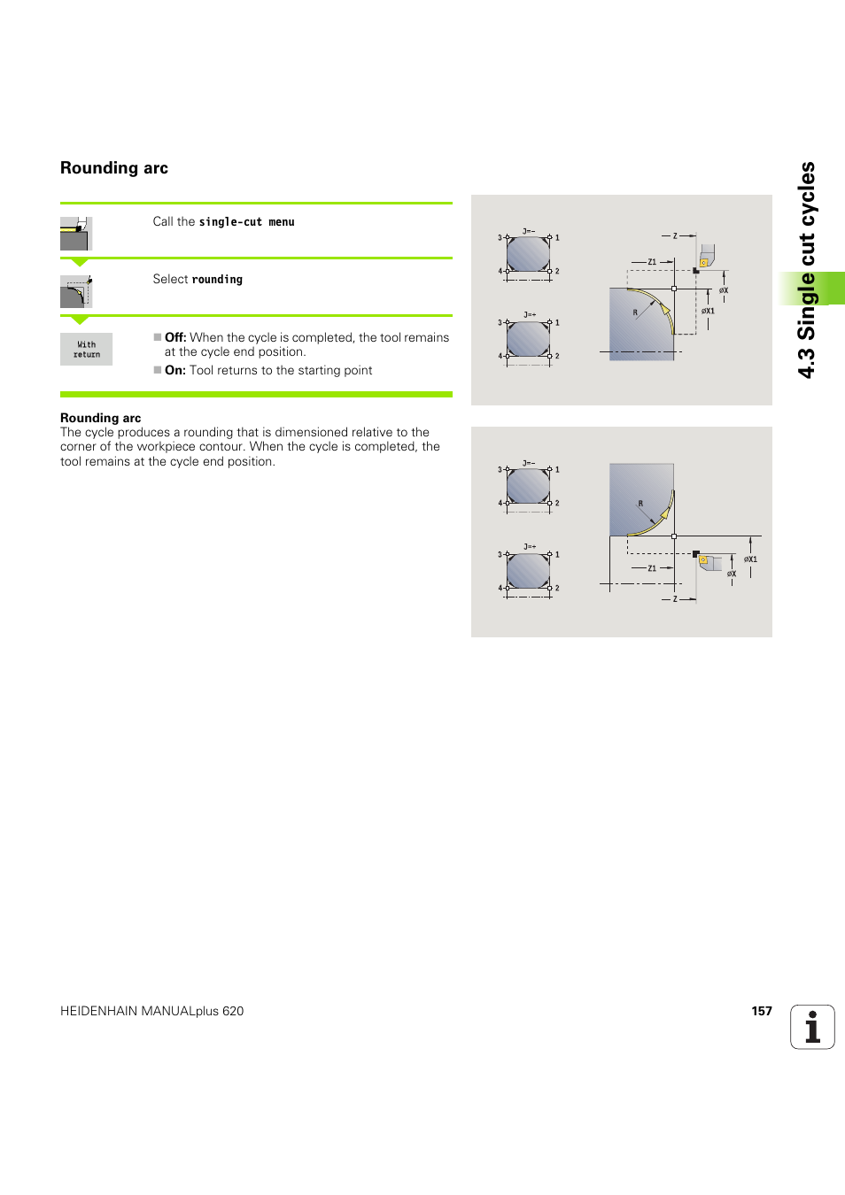 Rounding arc, 3 single cut cy cles | HEIDENHAIN SW 54843x-03 User Manual | Page 157 / 656