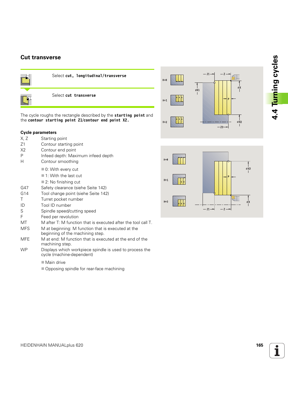 Cut transverse, 4 t u rn ing cy cles | HEIDENHAIN SW 54843x-03 User Manual | Page 165 / 656