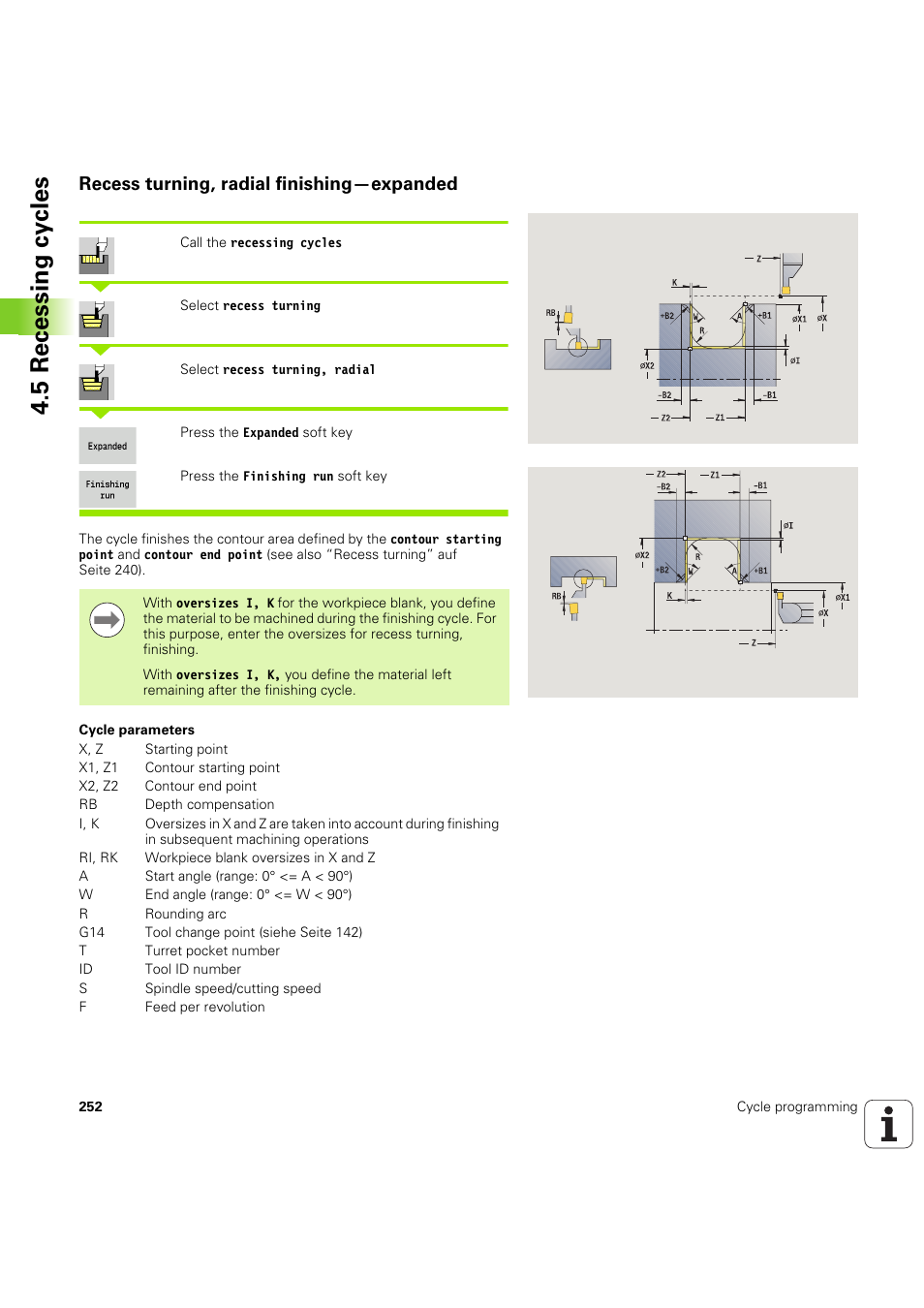 Recess turning, radial finishing—expanded, 5 recessing cy cles | HEIDENHAIN SW 54843x-03 User Manual | Page 252 / 656