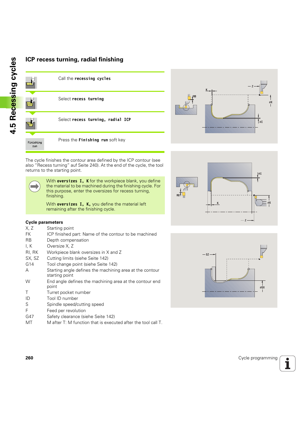 Icp recess turning, radial finishing, 5 recessing cy cles | HEIDENHAIN SW 54843x-03 User Manual | Page 260 / 656