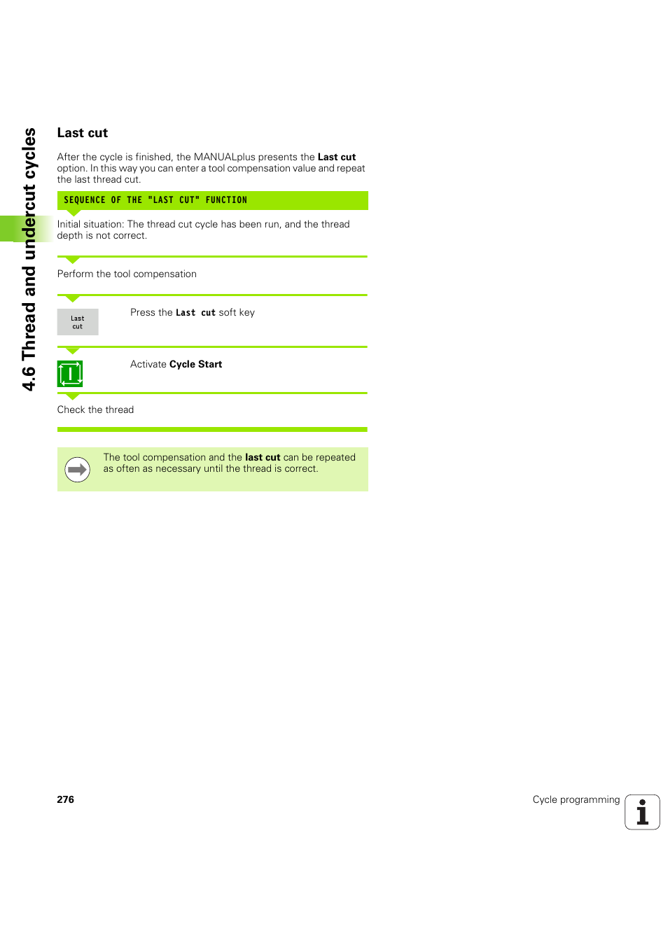 Last cut, 6 thr ead and under c ut cy cles | HEIDENHAIN SW 54843x-03 User Manual | Page 276 / 656