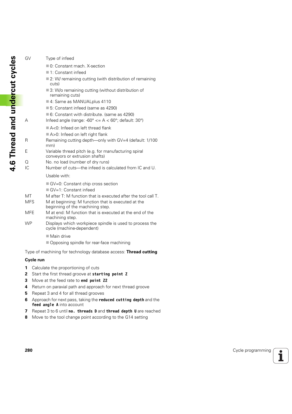 6 thr ead and under c ut cy cles | HEIDENHAIN SW 54843x-03 User Manual | Page 280 / 656