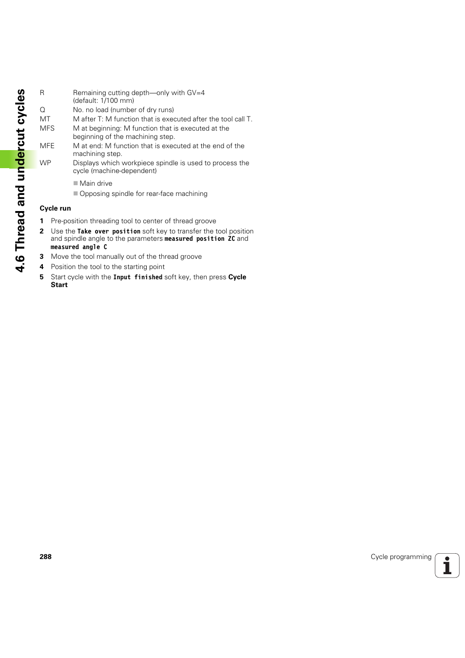 6 thr ead and under c ut cy cles | HEIDENHAIN SW 54843x-03 User Manual | Page 288 / 656