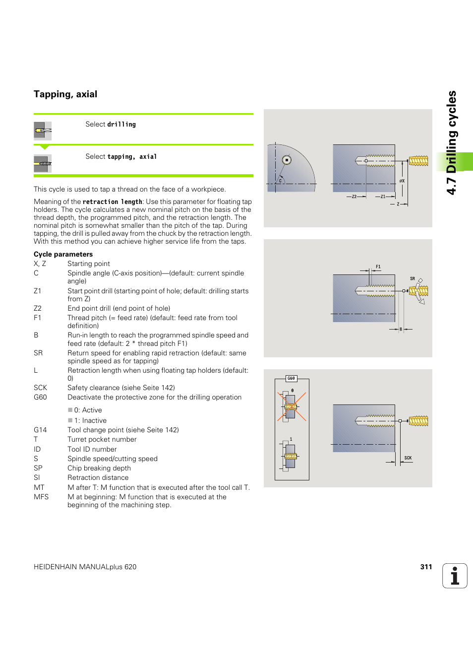 Tapping, axial, 7 dr illing cy cles | HEIDENHAIN SW 54843x-03 User Manual | Page 311 / 656