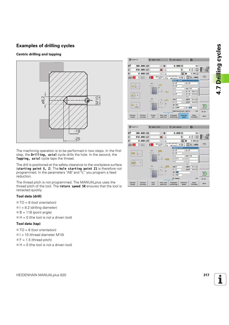 Examples of drilling cycles, 7 dr illing cy cles | HEIDENHAIN SW 54843x-03 User Manual | Page 317 / 656