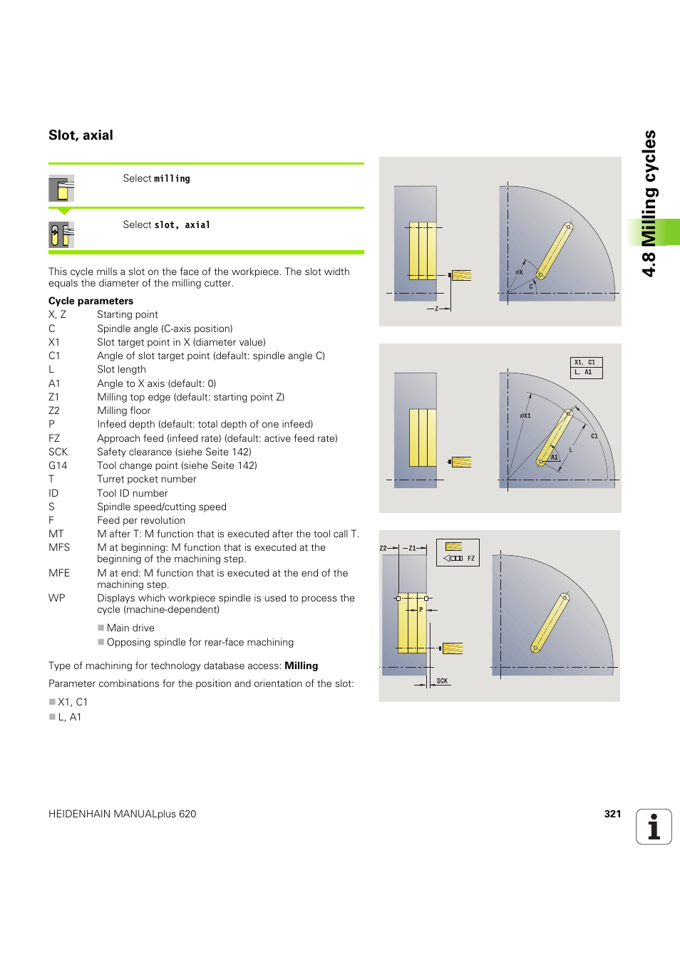 Slot, axial, 8 milling cy cles | HEIDENHAIN SW 54843x-03 User Manual | Page 321 / 656