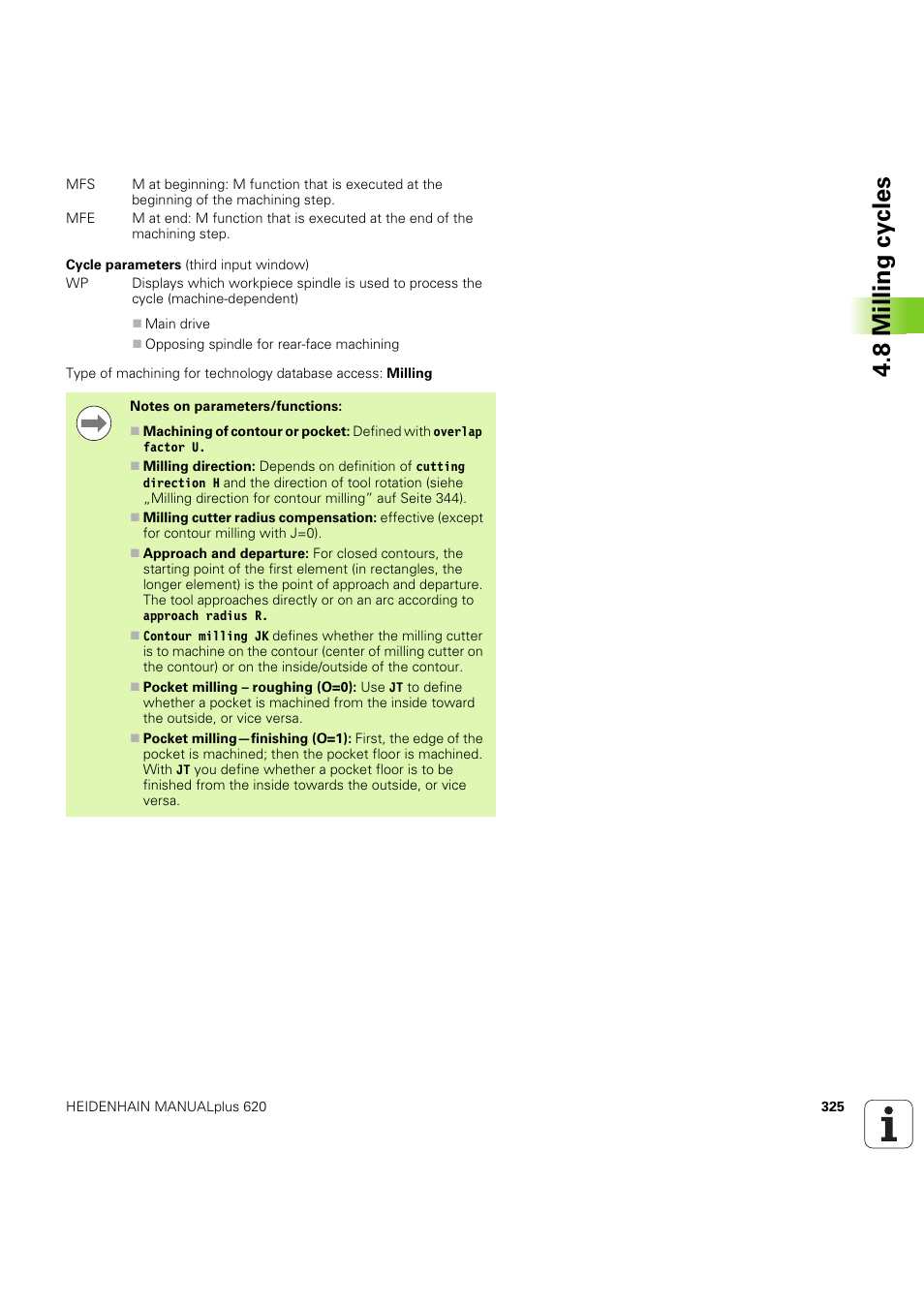 8 milling cy cles | HEIDENHAIN SW 54843x-03 User Manual | Page 325 / 656
