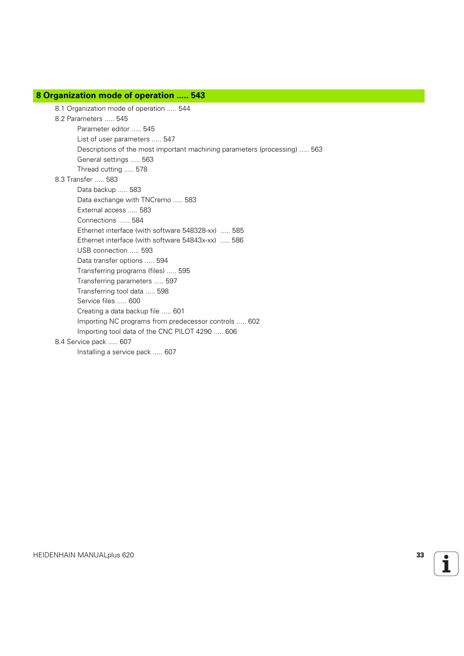 8 organization mode of operation | HEIDENHAIN SW 54843x-03 User Manual | Page 33 / 656
