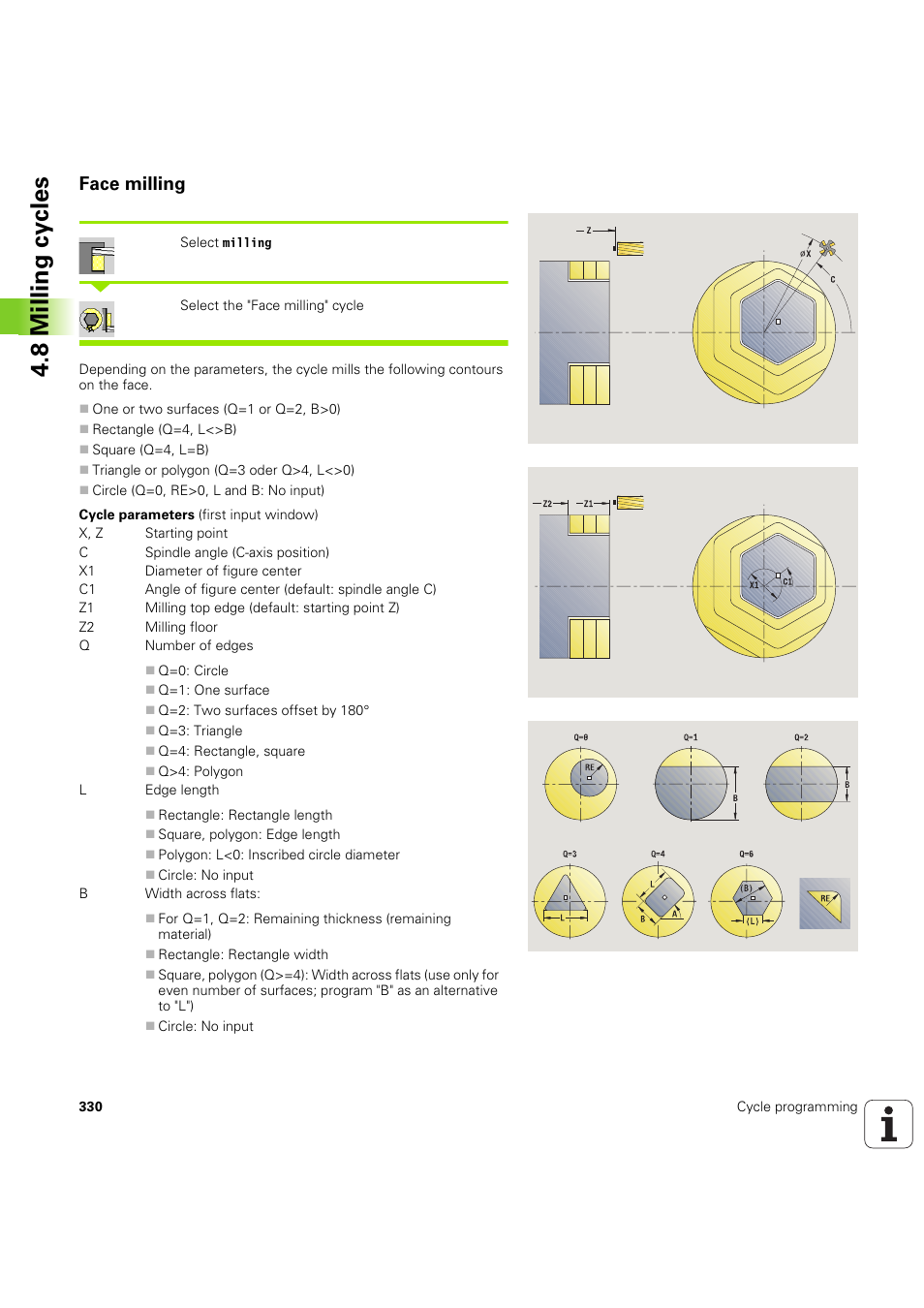 Face milling, 8 milling cy cles | HEIDENHAIN SW 54843x-03 User Manual | Page 330 / 656