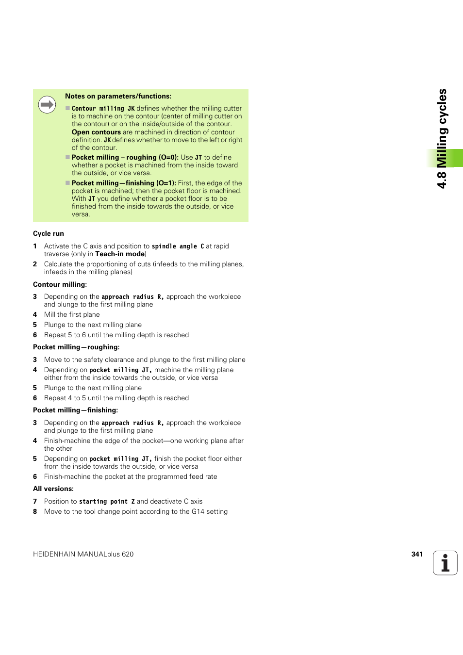 8 milling cy cles | HEIDENHAIN SW 54843x-03 User Manual | Page 341 / 656