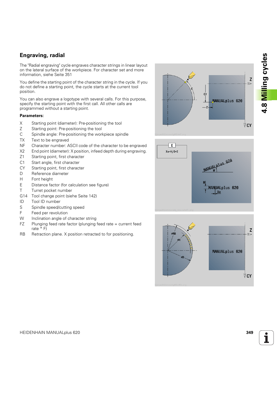 Engraving, radial, 8 milling cy cles | HEIDENHAIN SW 54843x-03 User Manual | Page 349 / 656