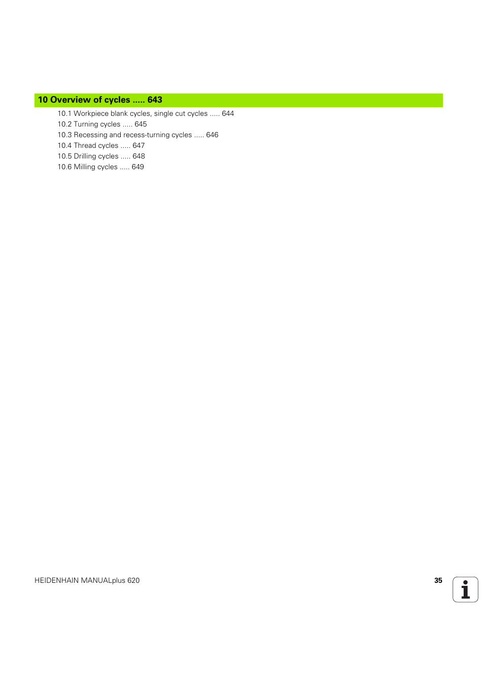 10 overview of cycles | HEIDENHAIN SW 54843x-03 User Manual | Page 35 / 656