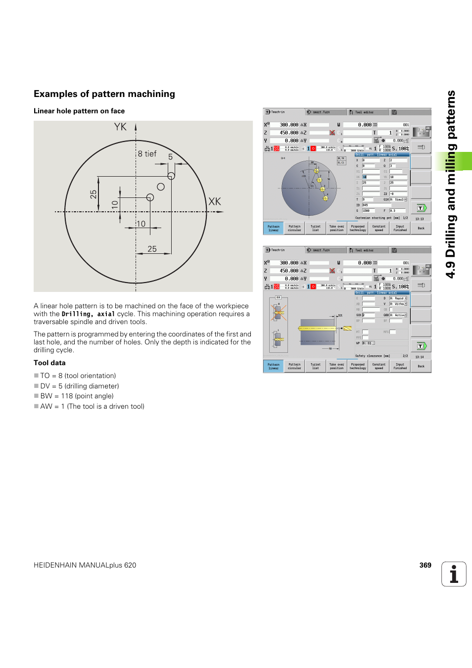 Examples of pattern machining, 9 dr illing and milling pat ter ns | HEIDENHAIN SW 54843x-03 User Manual | Page 369 / 656