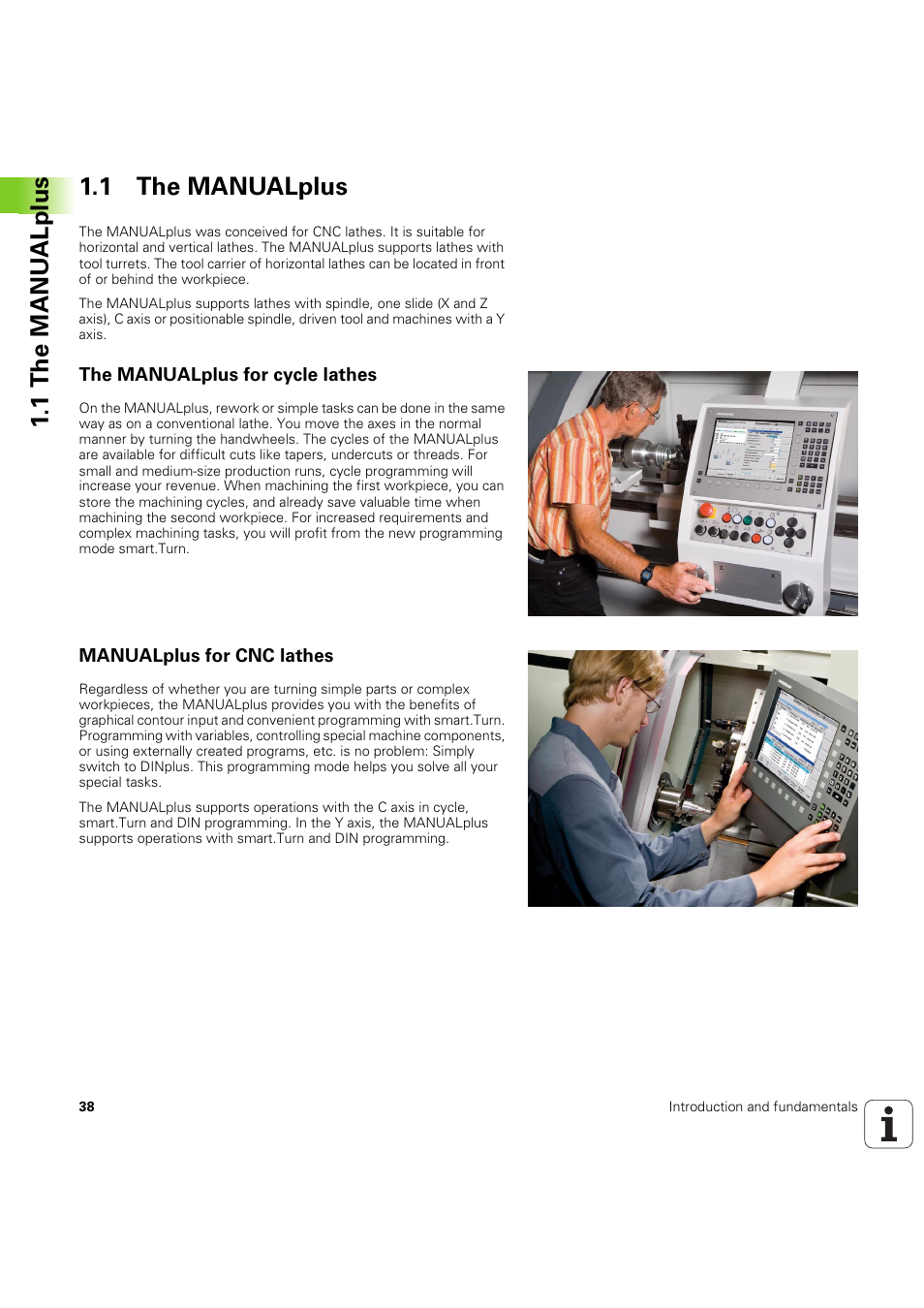 1 the manualplus, The manualplus for cycle lathes, Manualplus for cnc lathes | 1 the manu alplus 1.1 the manualplus | HEIDENHAIN SW 54843x-03 User Manual | Page 38 / 656