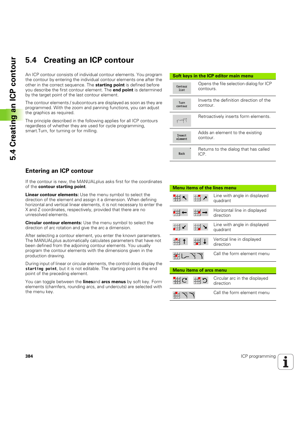 4 creating an icp contour, Entering an icp contour | HEIDENHAIN SW 54843x-03 User Manual | Page 384 / 656