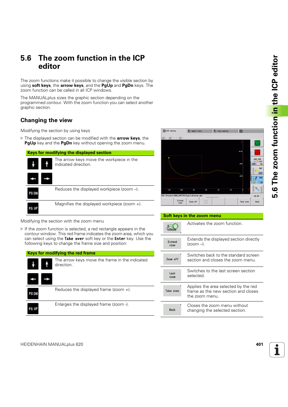 6 the zoom function in the icp editor, Changing the view | HEIDENHAIN SW 54843x-03 User Manual | Page 401 / 656