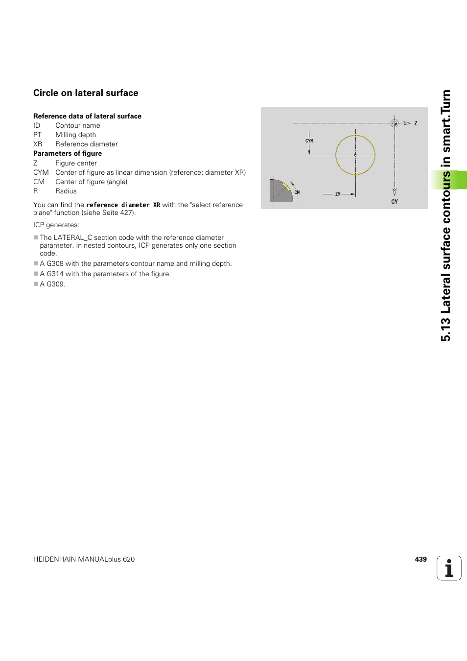 Circle on lateral surface, 13 lat er al surf ace cont ours in smar t.t u rn | HEIDENHAIN SW 54843x-03 User Manual | Page 439 / 656