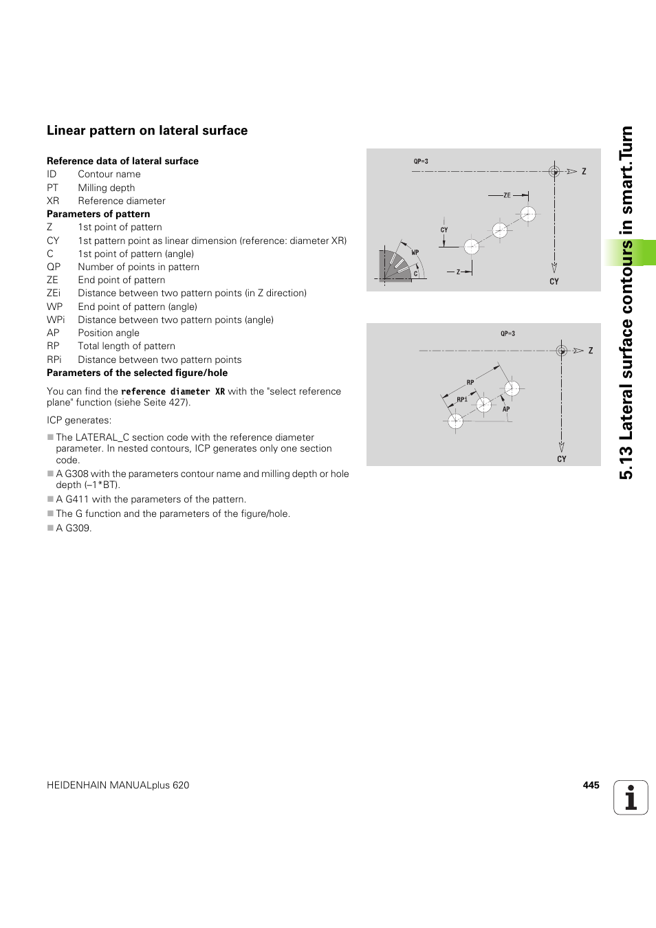 Linear pattern on lateral surface, 13 lat er al surf ace cont ours in smar t.t u rn | HEIDENHAIN SW 54843x-03 User Manual | Page 445 / 656