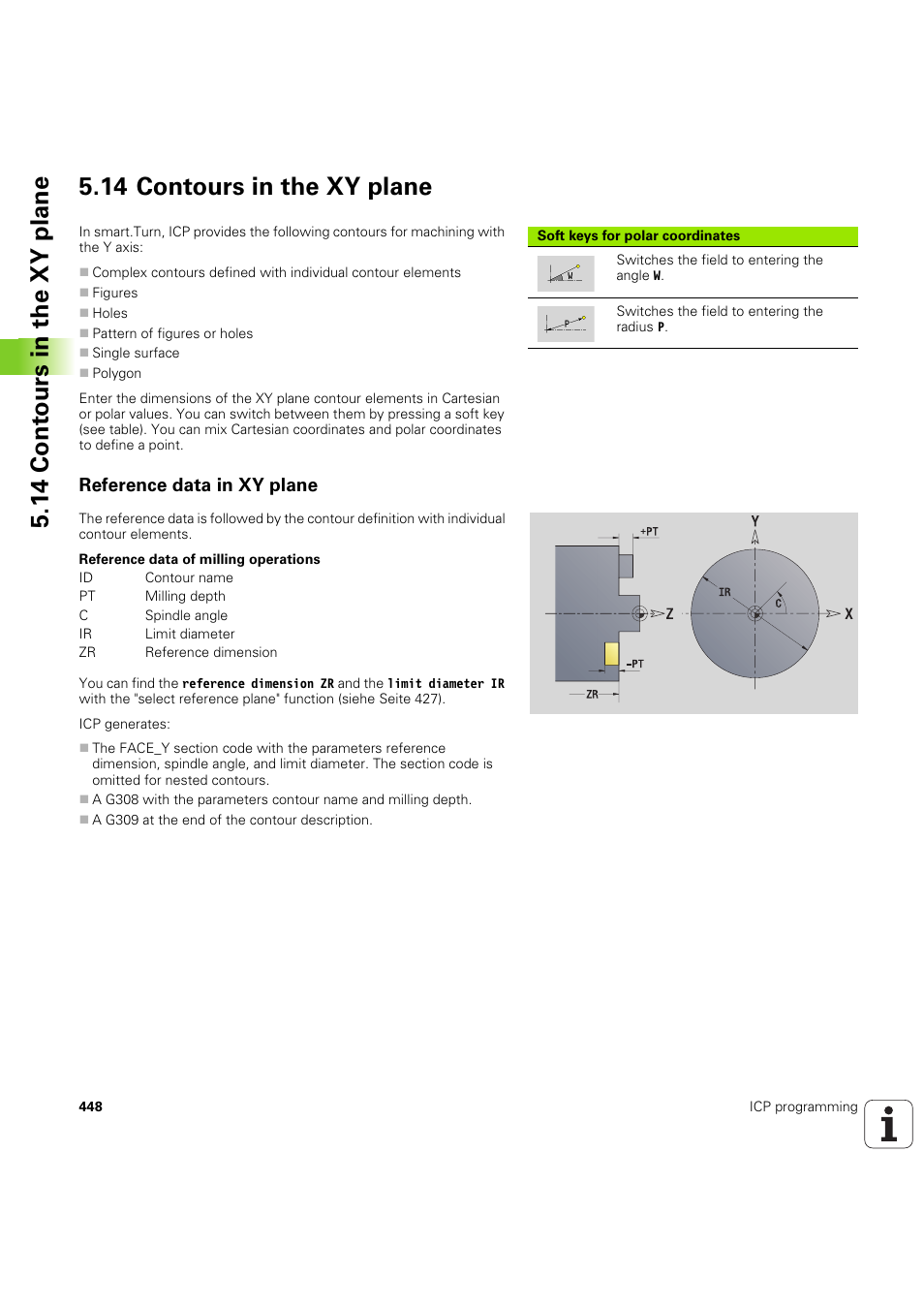 14 contours in the xy plane, Reference data in xy plane | HEIDENHAIN SW 54843x-03 User Manual | Page 448 / 656