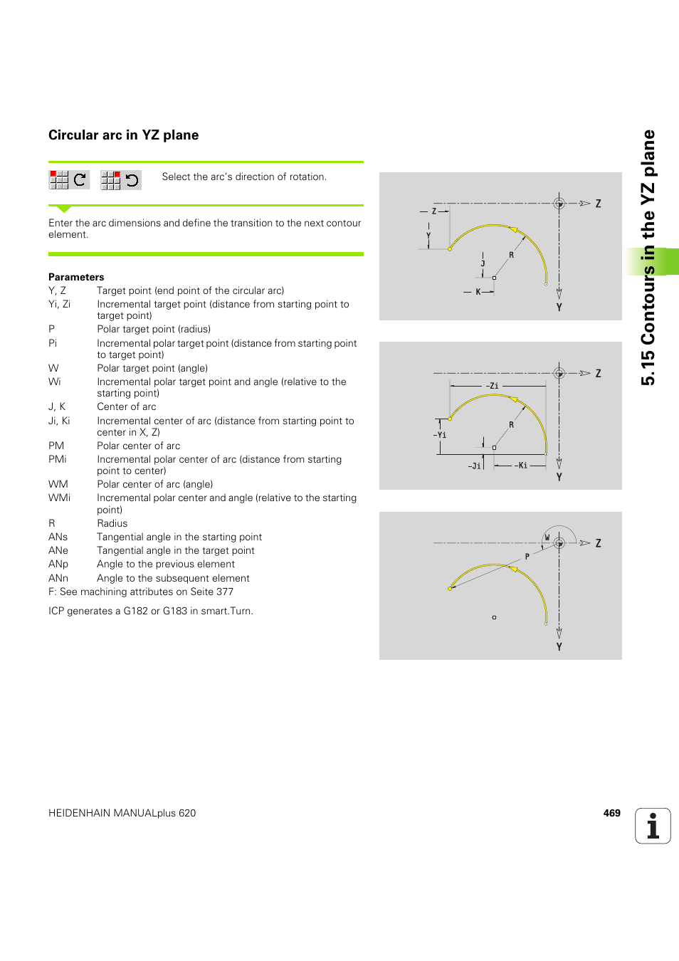 Circular arc in yz plane, 15 cont ours in the yz plane | HEIDENHAIN SW 54843x-03 User Manual | Page 469 / 656
