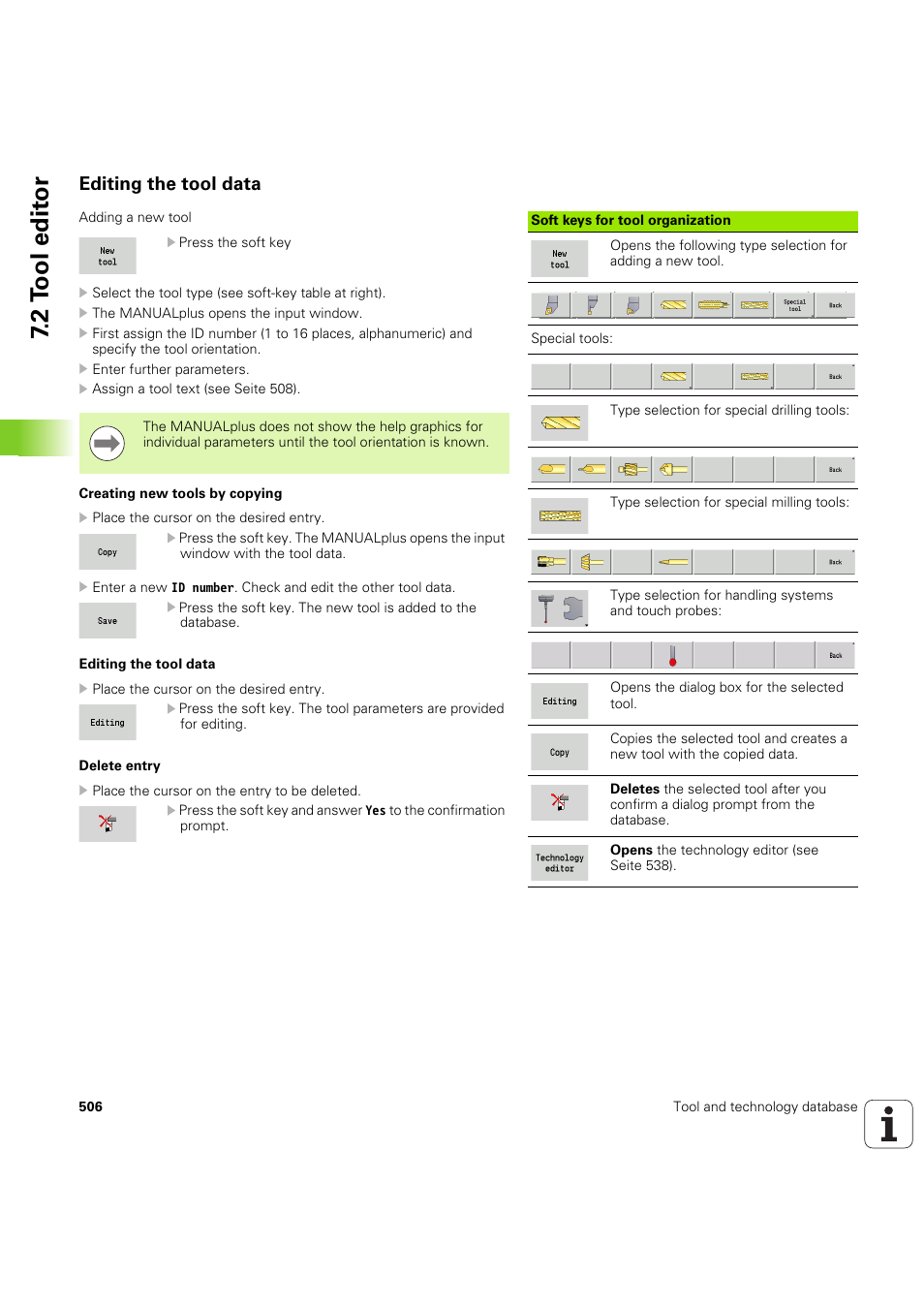 Editing the tool data, 2 t ool edit or | HEIDENHAIN SW 54843x-03 User Manual | Page 506 / 656