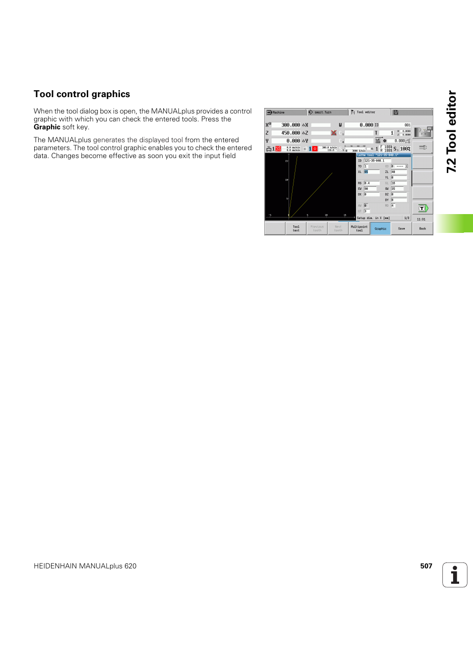 Tool control graphics, Siehe „tool control graphics” auf seite 507), 2 t ool edit or | HEIDENHAIN SW 54843x-03 User Manual | Page 507 / 656
