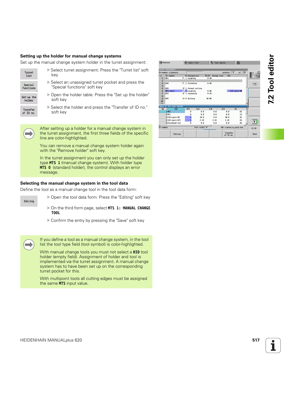 2 t ool edit or | HEIDENHAIN SW 54843x-03 User Manual | Page 517 / 656
