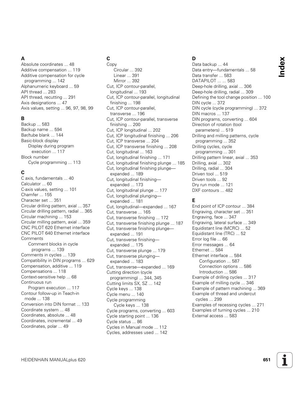Index | HEIDENHAIN SW 54843x-03 User Manual | Page 651 / 656