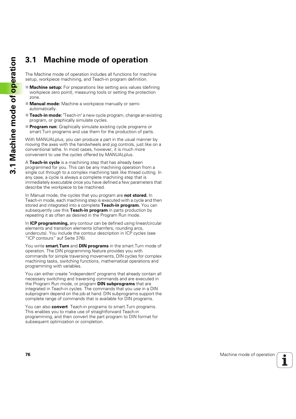 1 machine mode of operation | HEIDENHAIN SW 54843x-03 User Manual | Page 76 / 656