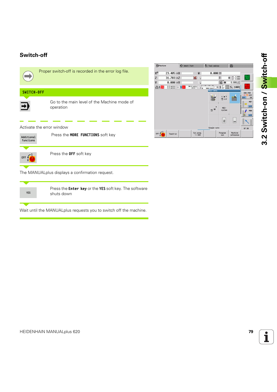 Switch-off, 2 s w itc h -on / s w itc h -of f | HEIDENHAIN SW 54843x-03 User Manual | Page 79 / 656