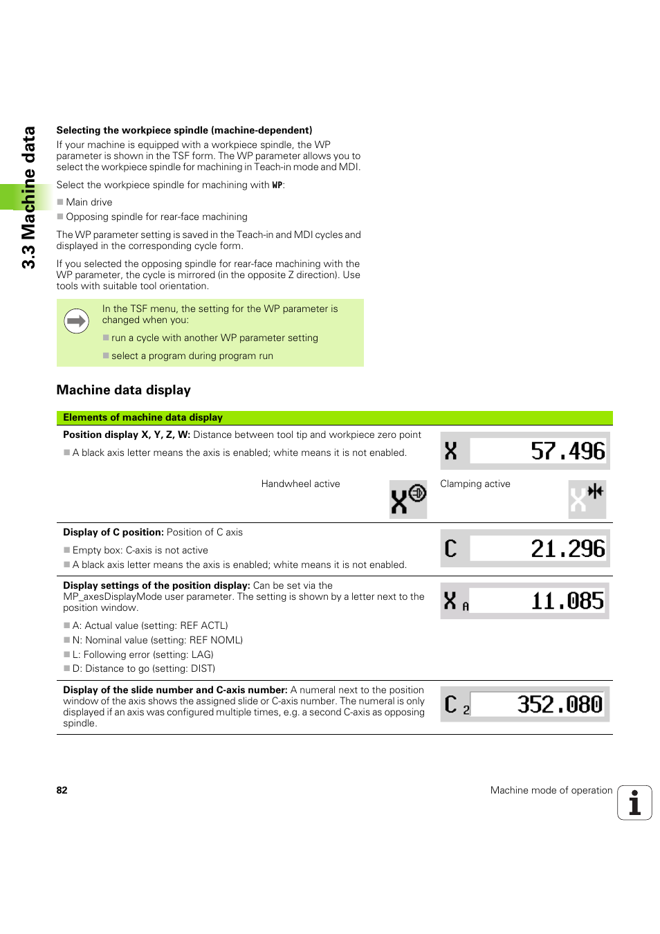 Machine data display, 3 mac h ine data | HEIDENHAIN SW 54843x-03 User Manual | Page 82 / 656