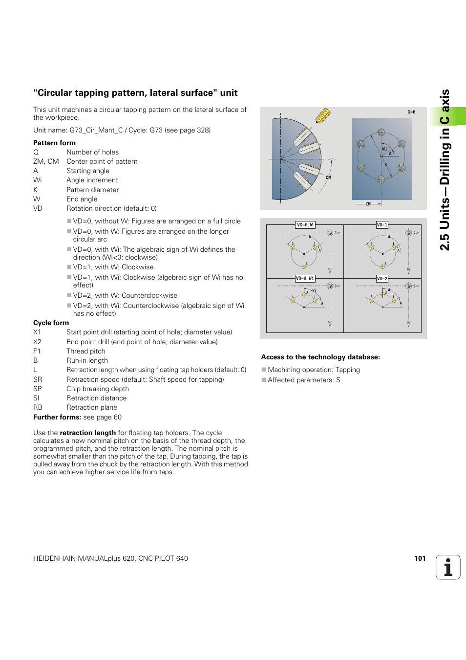 Circular tapping pattern, lateral surface" unit, 5 units—dr illing in c axis | HEIDENHAIN SW 54843x-03 DIN Programming User Manual | Page 101 / 622