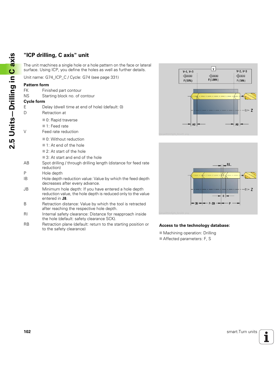Icp drilling, c axis" unit, 5 units—dr illing in c axis | HEIDENHAIN SW 54843x-03 DIN Programming User Manual | Page 102 / 622