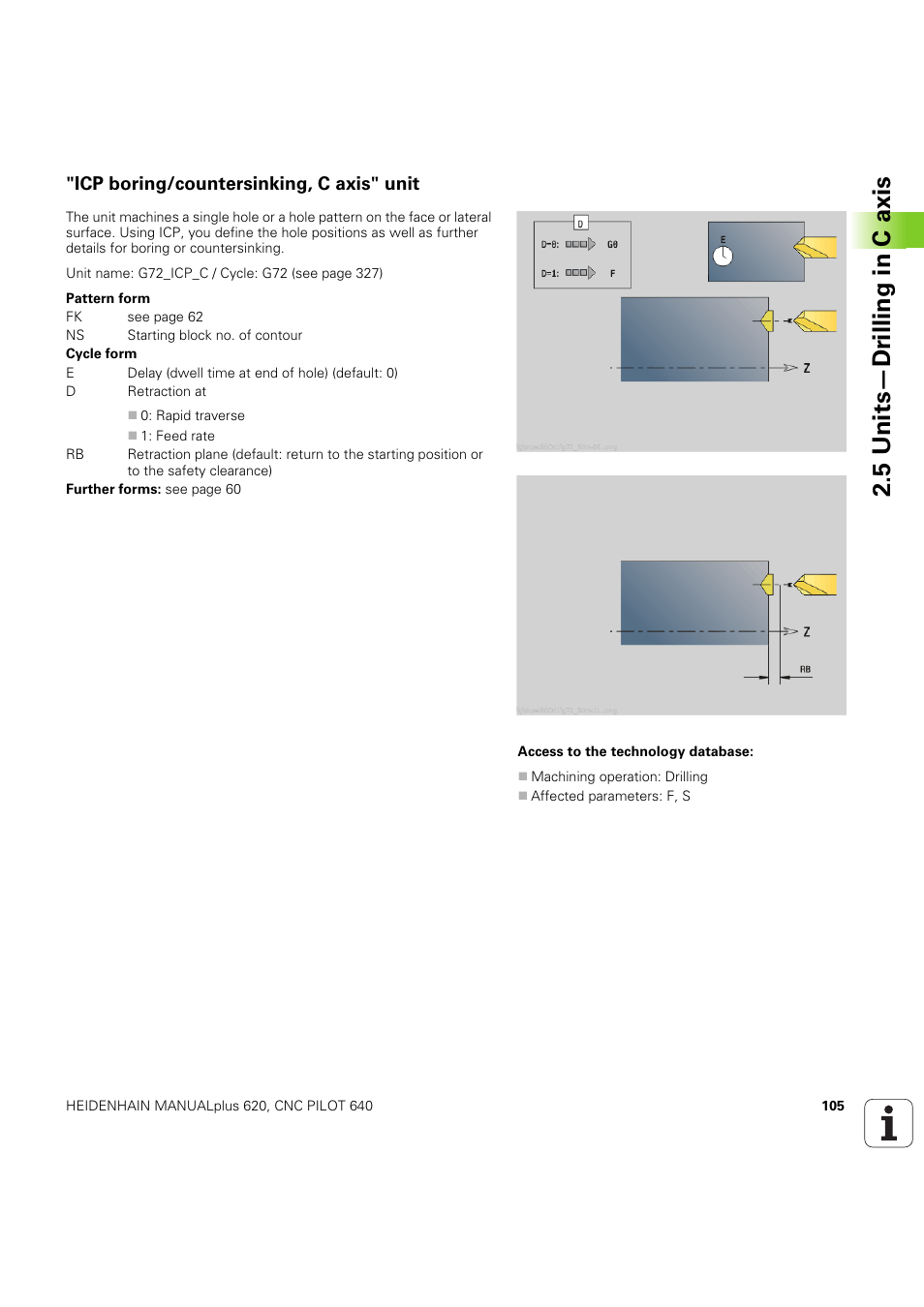 Icp boring/countersinking, c axis" unit, 5 units—dr illing in c axis | HEIDENHAIN SW 54843x-03 DIN Programming User Manual | Page 105 / 622