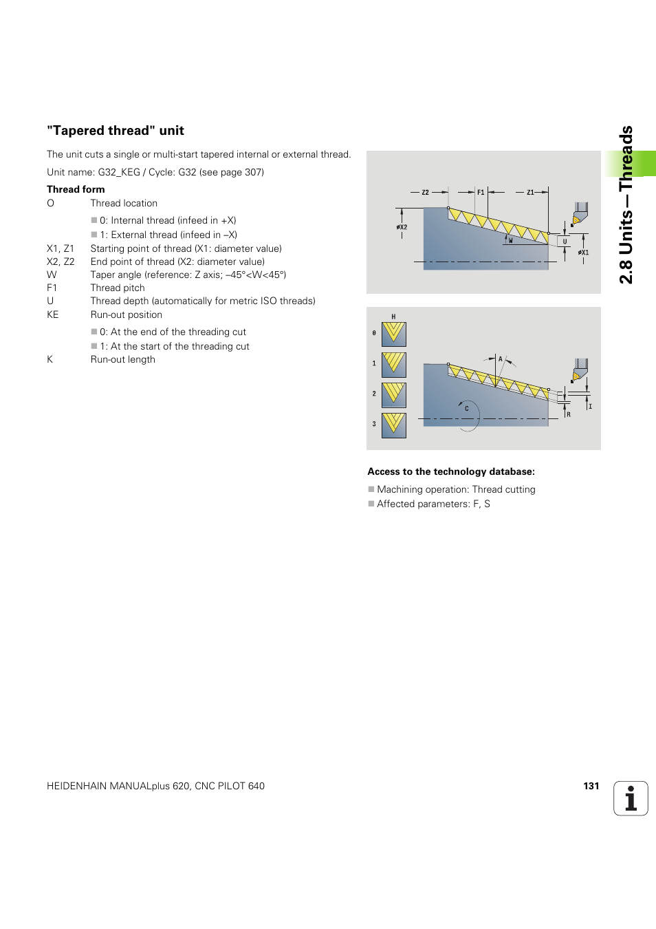 Tapered thread" unit, 8 units—thr eads | HEIDENHAIN SW 54843x-03 DIN Programming User Manual | Page 131 / 622