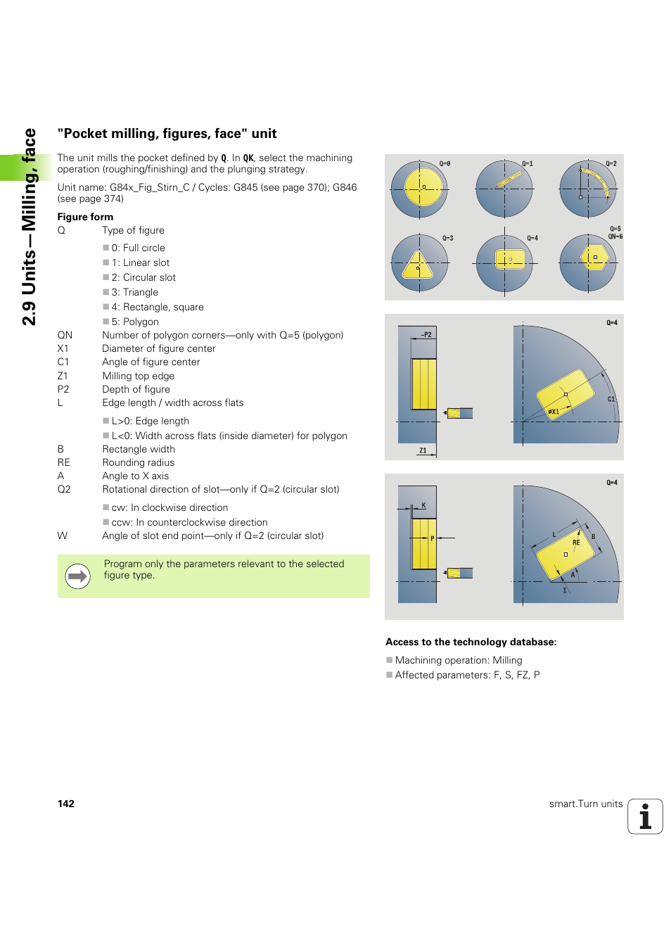 Pocket milling, figures, face" unit, 9 units—milling, f a ce | HEIDENHAIN SW 54843x-03 DIN Programming User Manual | Page 142 / 622