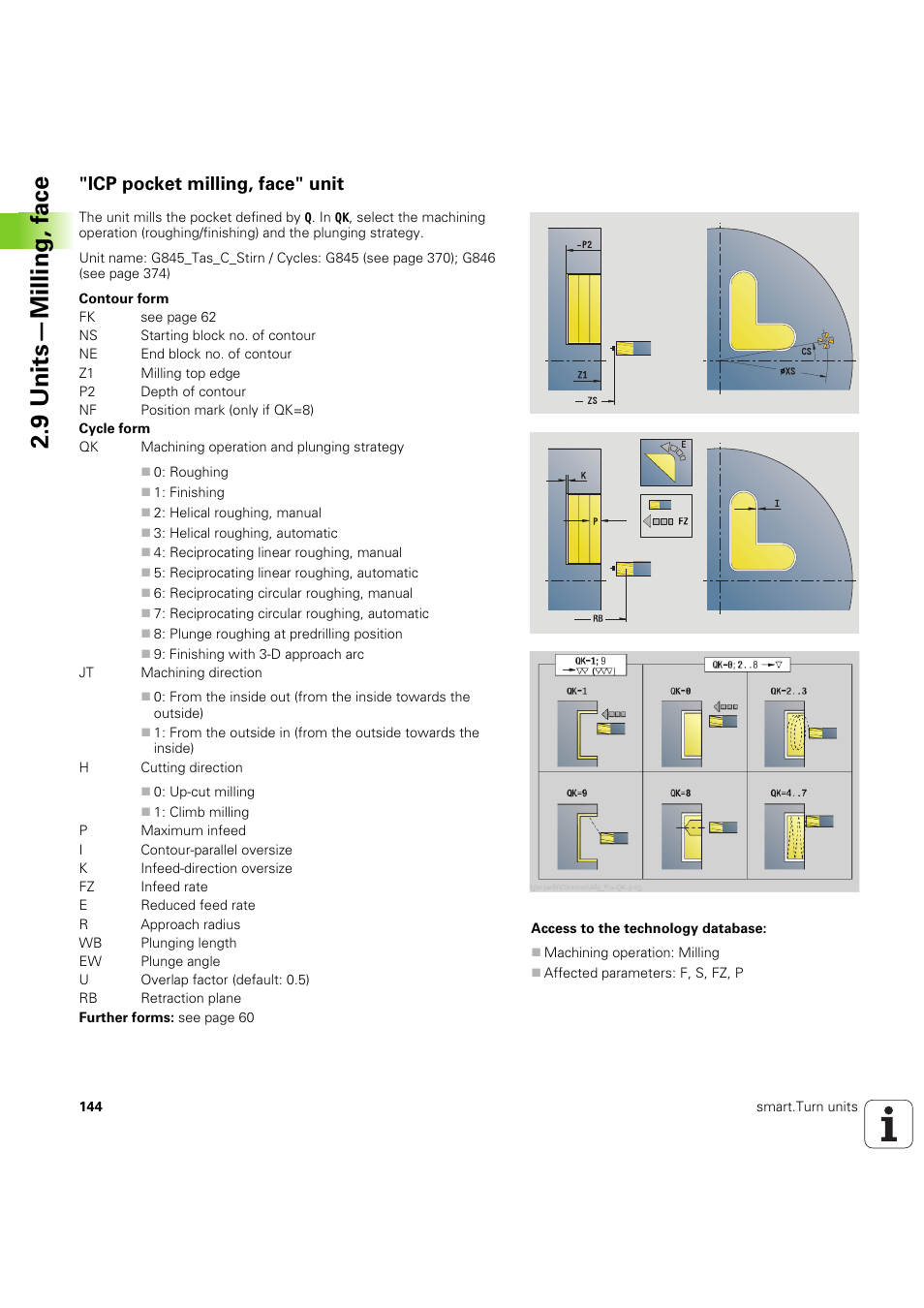 Icp pocket milling, face" unit, 9 units—milling, f a ce | HEIDENHAIN SW 54843x-03 DIN Programming User Manual | Page 144 / 622