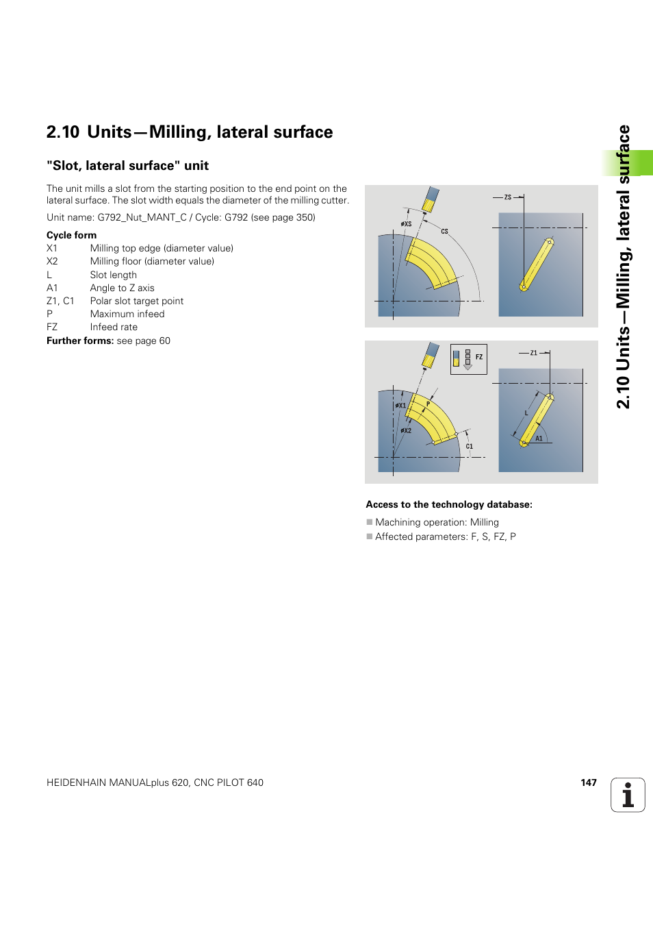 10 units—milling, lateral surface, Slot, lateral surface" unit | HEIDENHAIN SW 54843x-03 DIN Programming User Manual | Page 147 / 622
