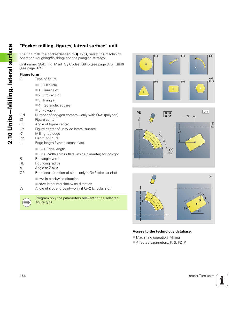 Pocket milling, figures, lateral surface" unit, 1 0 units—milling, lat e ra l surf ace | HEIDENHAIN SW 54843x-03 DIN Programming User Manual | Page 154 / 622