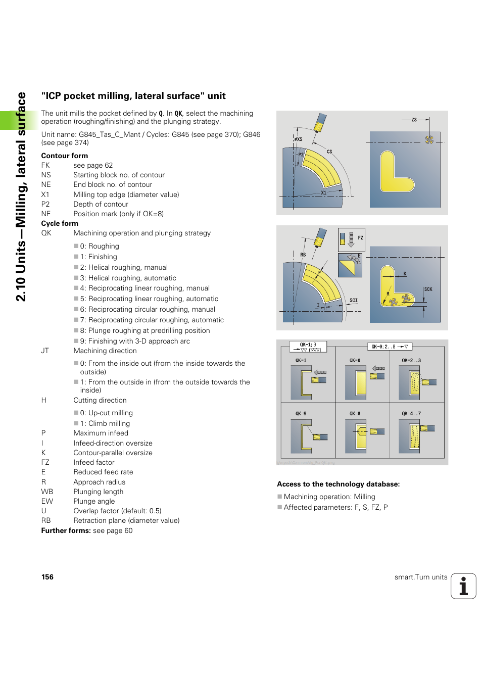 Icp pocket milling, lateral surface" unit, 1 0 units—milling, lat e ra l surf ace | HEIDENHAIN SW 54843x-03 DIN Programming User Manual | Page 156 / 622