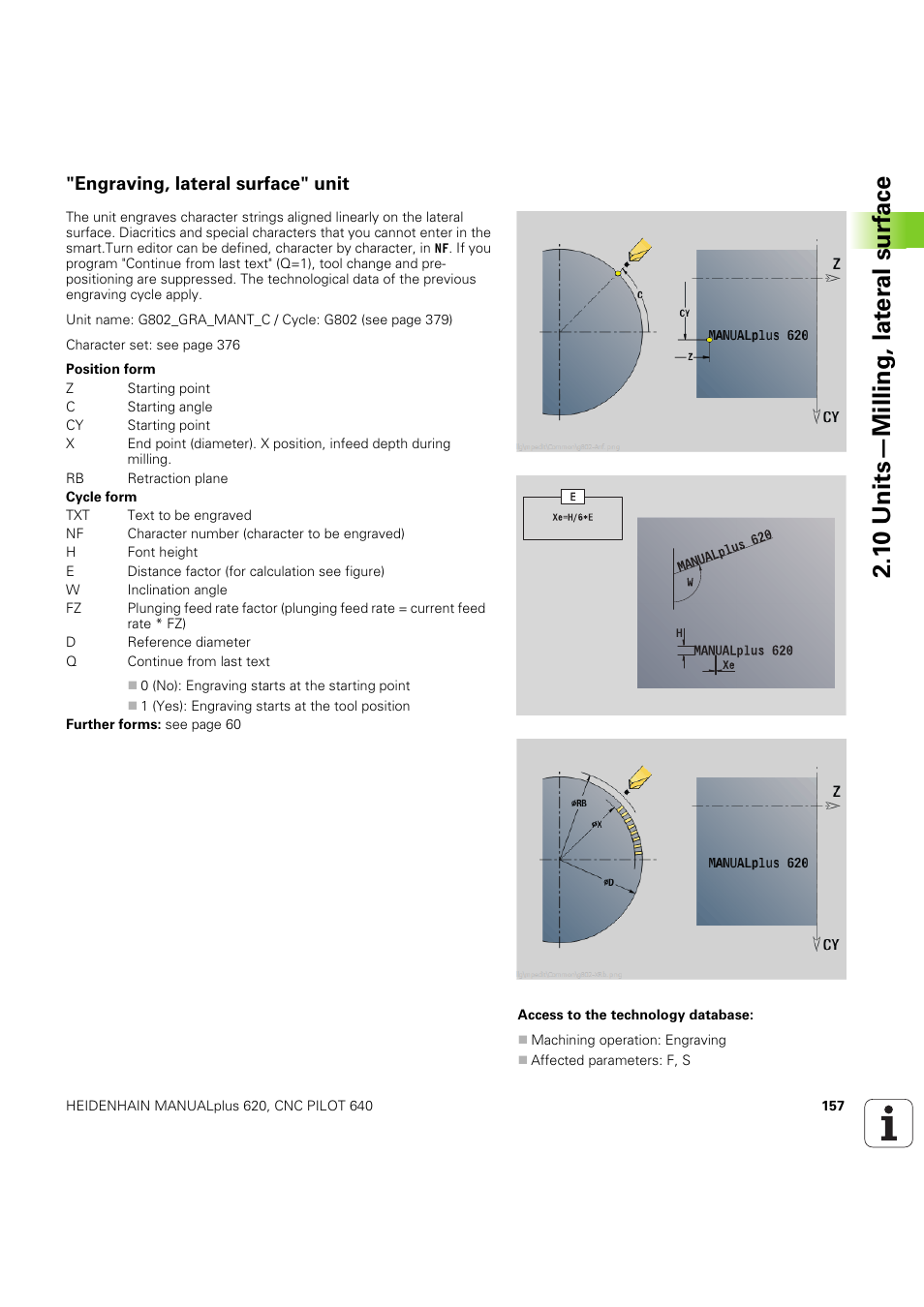 Engraving, lateral surface" unit, 1 0 units—milling, lat e ra l surf ace | HEIDENHAIN SW 54843x-03 DIN Programming User Manual | Page 157 / 622