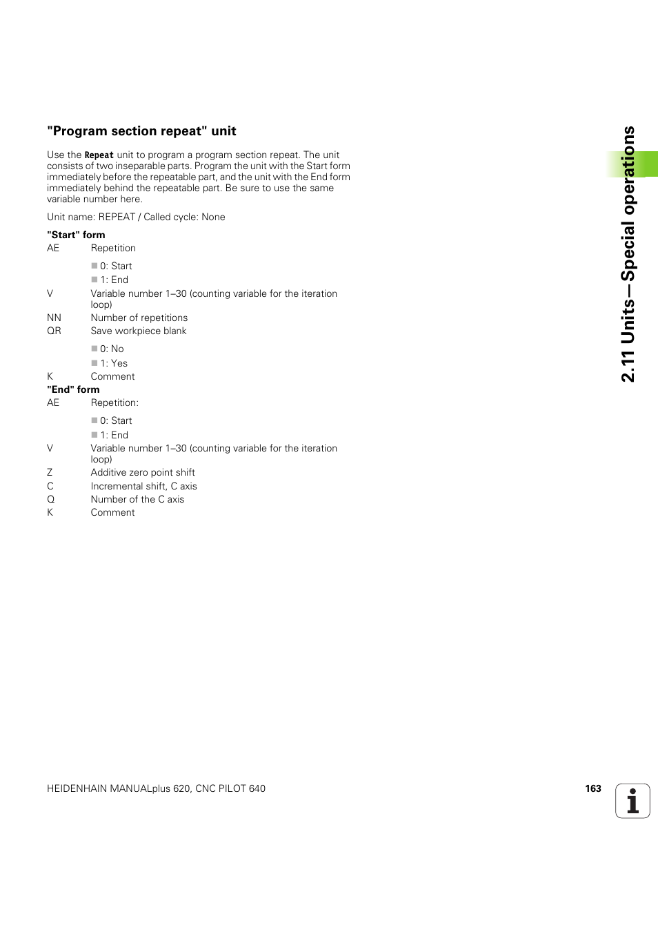 Program section repeat" unit, 1 1 units—special oper ations | HEIDENHAIN SW 54843x-03 DIN Programming User Manual | Page 163 / 622