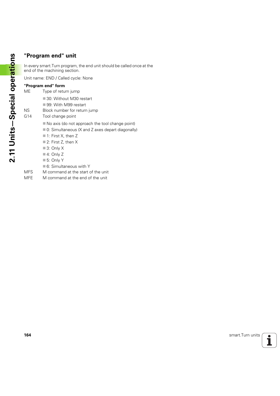 Program end" unit, 1 1 units—special oper ations | HEIDENHAIN SW 54843x-03 DIN Programming User Manual | Page 164 / 622