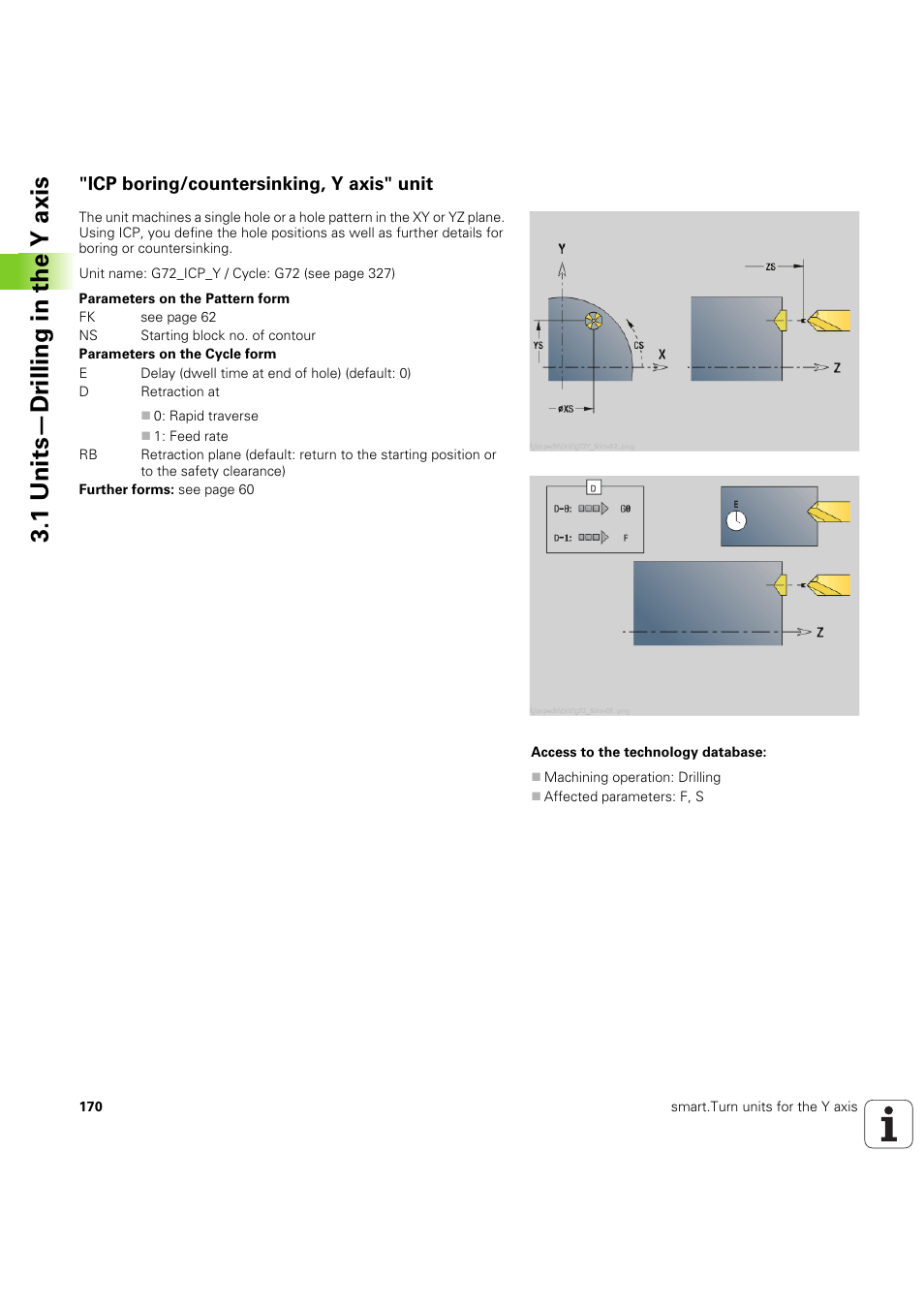 Icp boring/countersinking, y axis" unit, 1 units—dr illing in the y axis | HEIDENHAIN SW 54843x-03 DIN Programming User Manual | Page 170 / 622
