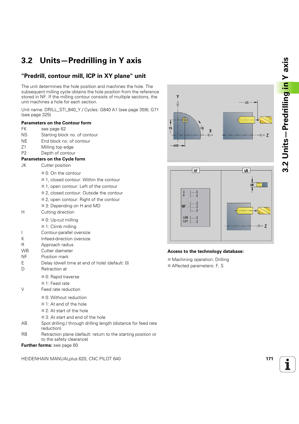 2 units—predrilling in y axis, Predrill, contour mill, icp in xy plane" unit | HEIDENHAIN SW 54843x-03 DIN Programming User Manual | Page 171 / 622