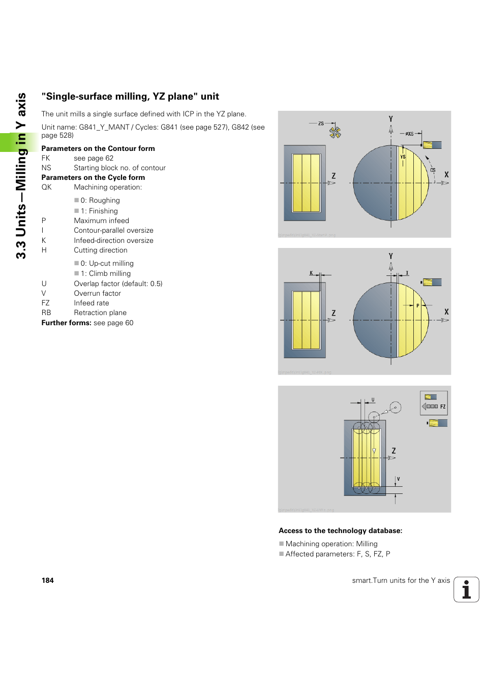 Single-surface milling, yz plane" unit, 3 units—milling in y axis | HEIDENHAIN SW 54843x-03 DIN Programming User Manual | Page 184 / 622