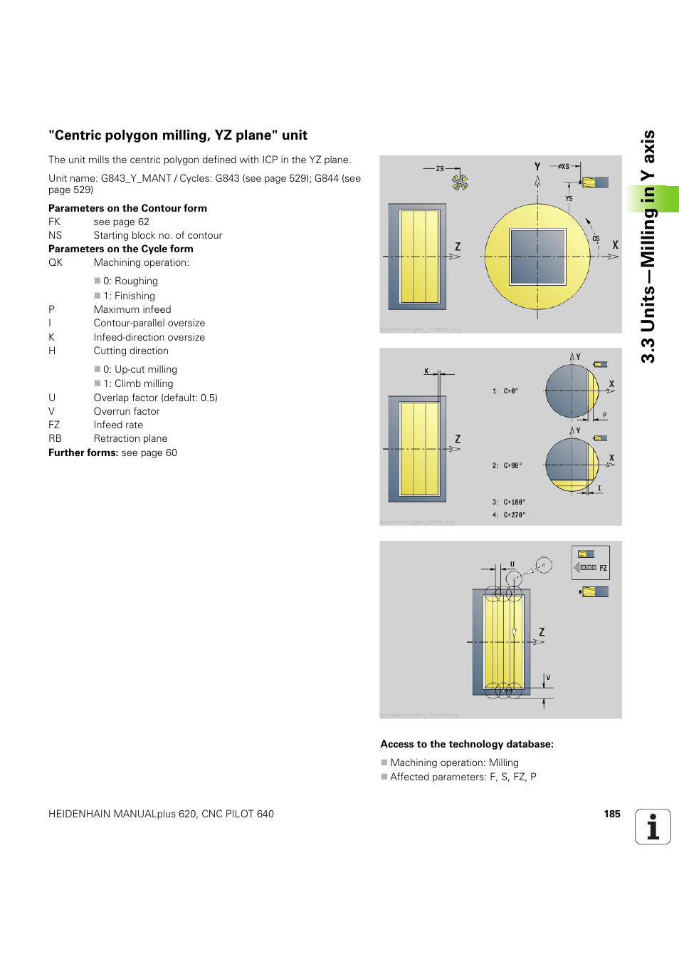 Centric polygon milling, yz plane" unit, 3 units—milling in y axis | HEIDENHAIN SW 54843x-03 DIN Programming User Manual | Page 185 / 622