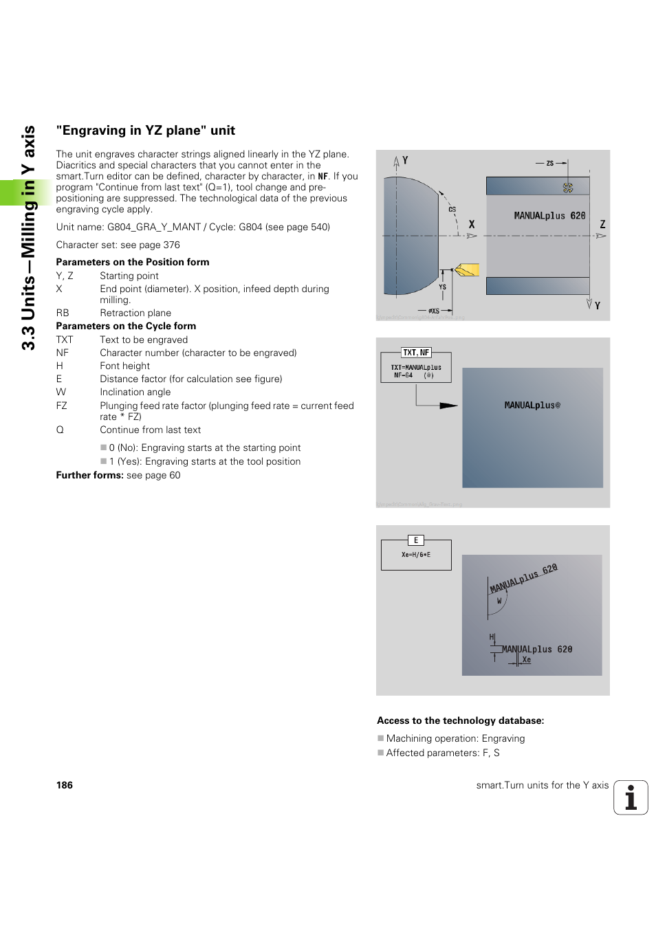 Engraving in yz plane" unit, 3 units—milling in y axis | HEIDENHAIN SW 54843x-03 DIN Programming User Manual | Page 186 / 622