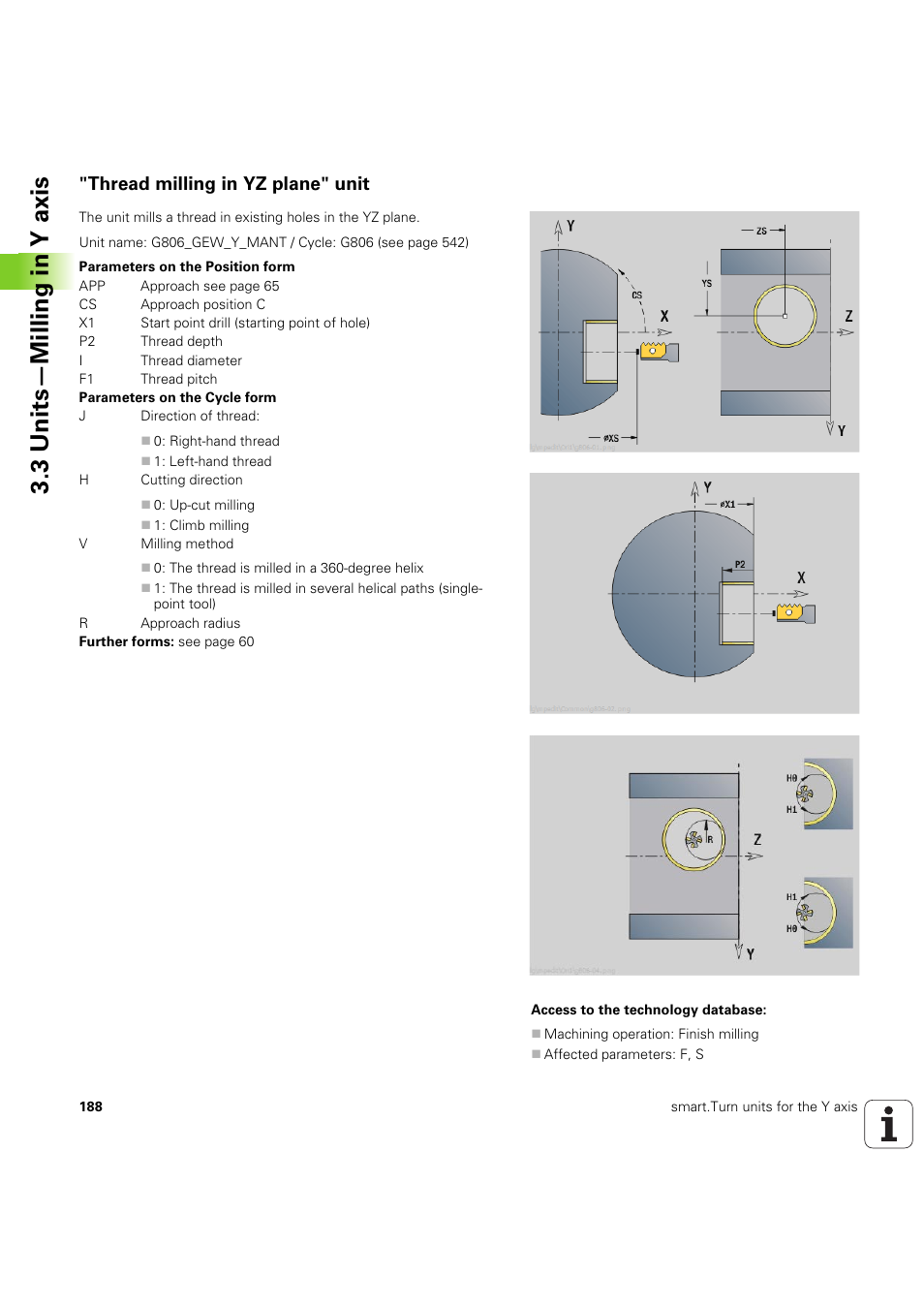 Thread milling in yz plane" unit, 3 units—milling in y axis | HEIDENHAIN SW 54843x-03 DIN Programming User Manual | Page 188 / 622