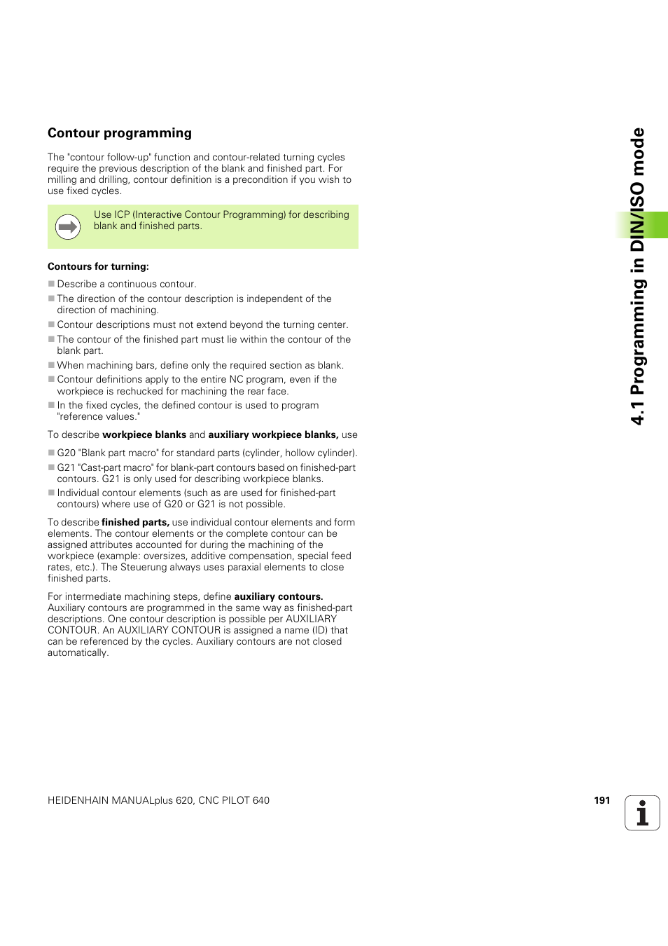 Contour programming, 1 pr ogr amming in din/iso mode | HEIDENHAIN SW 54843x-03 DIN Programming User Manual | Page 191 / 622